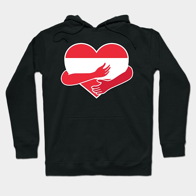 Love hug Flag Austria designs Hoodie by D_designs